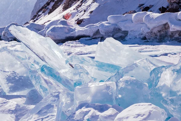 Nádherná Zimní Krajina Zimní Led Podél Pobřeží — Stock fotografie