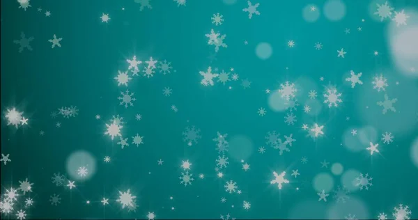 Kerst Achtergrond Met Sneeuwvlokken Vallende Sneeuw Een Blauwe Achtergrond Rendering — Stockfoto