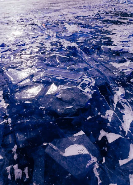 Niebieska Tekstura Lodu Streszczenie Arktycznego Zimowego Tła Zimowy Lód Wzdłuż — Zdjęcie stockowe