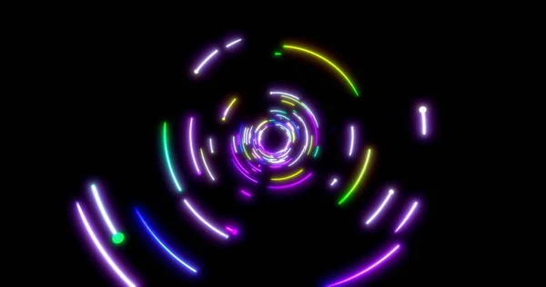 Glowing Neon Lines Tunnel Blue Red Pink Violet Colorful Lighting — Stock Photo, Image