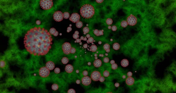 Coronavirus cells COVID-19 Infectious disease. Fast transmission spread disease. High concentration of coronavirus animation. 3D rendering  3D illustration