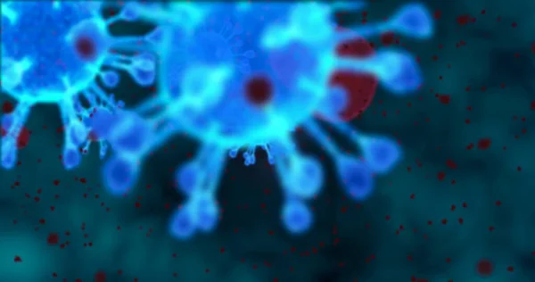 Коронавирусные Клетки Анимационная Группа Вирусов Вызывающих Респираторные Инфекции Микроскопом Рендеринг — стоковое фото