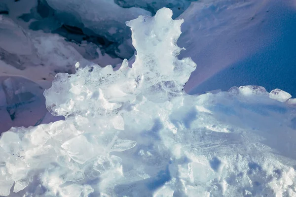 Blocchi Ghiaccio Che Brillano Sole Sfondo Invernale Artico Ghiaccio Invernale — Foto Stock