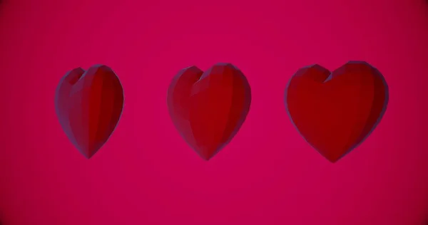 Modèle Romantique Avec Des Coeurs Rouges Polygonaux Pour Saint Valentin — Photo