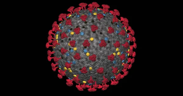 Коронавірусна Клітина Covid Крупним Планом Чорному Тлі Поширення Анімації Хвороб Стокове Фото