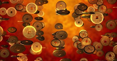 Grunge gürültü tahıl deseni ve kırmızı, turuncu, kahverengi ve sarı üç boyutlu grafiklerin parlak radyal gradyanı ile soyut renkli arkaplan