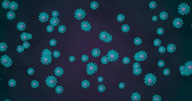 Coronavirus hücreleri. Mikroskop altında solunum enfeksiyonlarına neden olan bir grup virüs. 3B görüntüleme 3D illüstrasyon