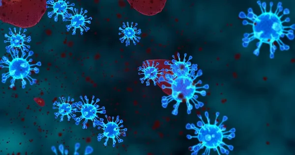 Coronavirus Celler Animationsgrupp Virus Som Orsakar Luftvägsinfektioner Mikroskopet Rendering Illustration — Stockfoto