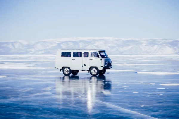 Baikal Lake Winter Winter Tourism Russia Winter Ice Shore — Stock Photo, Image