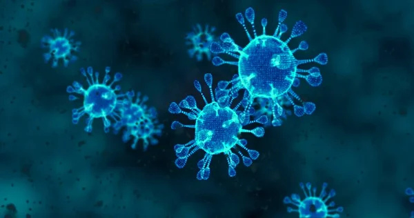 Células Coronavírus Grupo Animação Vírus Que Causam Infecções Respiratórias Microscópio — Fotografia de Stock