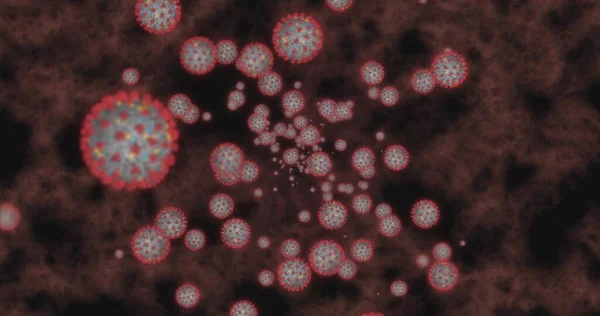 Coronavirusceller Covid Infektionssjukdom Snabb Smittspridning Hög Koncentration Coronavirus Animation Rendering — Stockfoto