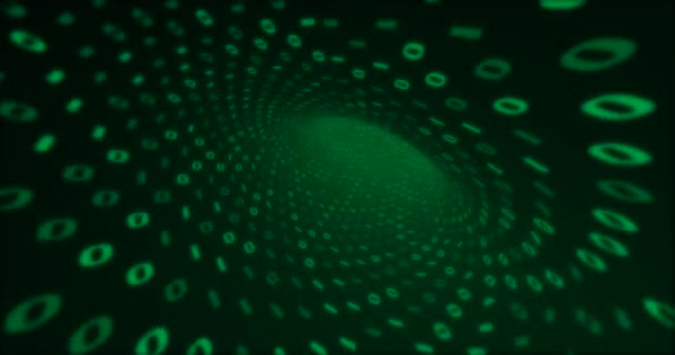 Tunnel binario verde Neon Digital. Sfondo 4k loop senza soluzione di continuità per rete, big data, data center, evento digitale . — Video Stock
