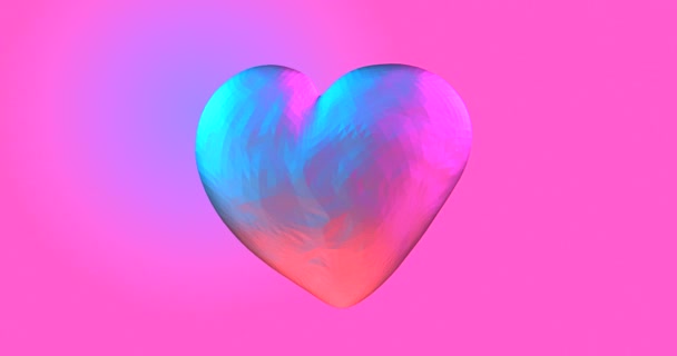 Neon bakgrund med glödande ultraviolett hjärta. För St. Alla hjärtans dag händelse, .3D-rendering loopable animation 4k — Stockvideo