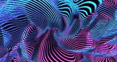 Flüoresan sıvı renklerde neon arka plan. Ultraviyole soyut mavi, mor, pembe renk. Alfa Chanel 4k ile döngü animasyonu