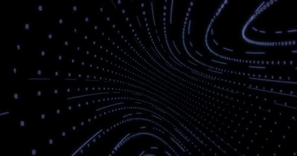 Neon Digitale binaire tunnel. Naadloze lus 4k achtergrond voor netwerk, big data, datacenter, digitale gebeurtenis. — Stockvideo