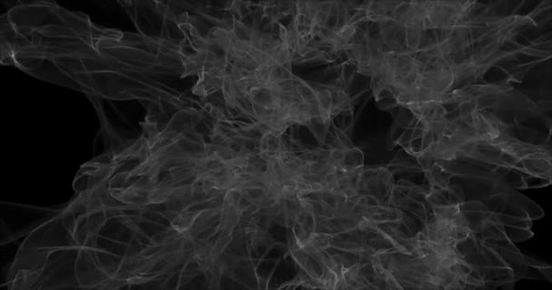 Flytande vit rök på svart bakgrund. Torr isrök dimma Abstrakta rökmoln. En dimmig bakgrund. Loop 4k — Stockvideo