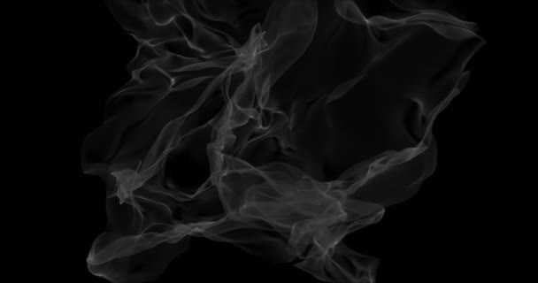 Pływający biały dym na czarnym tle. Suchy dym lodowy mgła Streszczenie chmury dymne. Mglista przeszłość. Pętla 4k — Wideo stockowe