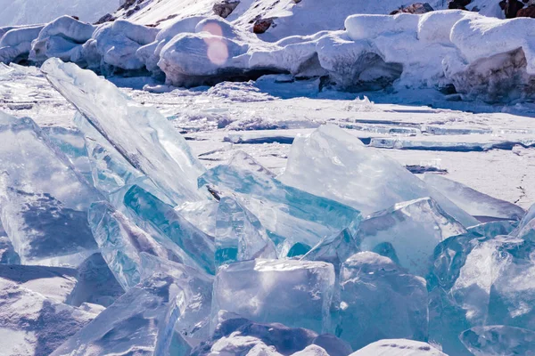 Paesaggio Invernale Spettacolare Ghiaccio Invernale Lungo Riva — Foto Stock