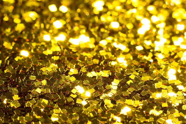 Textura Dourada Brilhante Festivo Espumante Lantejoulas Fundo Closeup Papel Parede — Fotografia de Stock