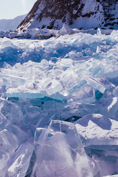 Захватывающий Зимний Пейзаж Зимний Лед Вдоль Берега — стоковое фото