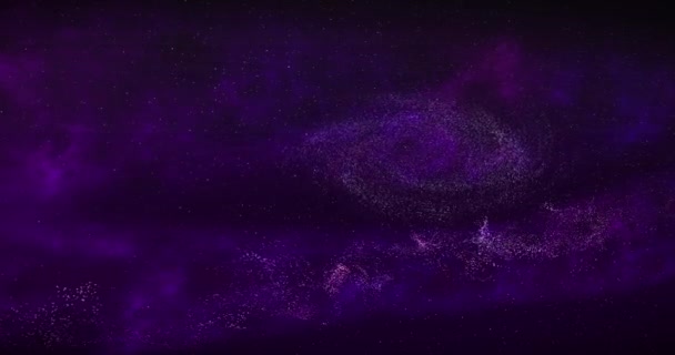 Sterrenstelsel in de ruimte. Spiraalstelsel, animatie van Melkweg. Vliegen door sterrenvelden en nevels in de ruimte, onthullen een draaiend spiraalstelsel, 3D-weergave — Stockvideo