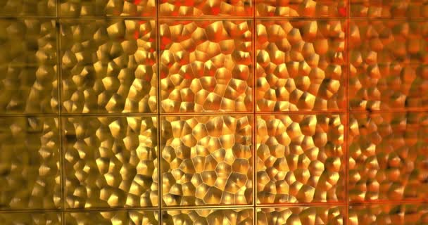 Abstract gouden 3D geometrisch patroon. Mozaïek metalen achtergrond voor evenement. 3D animatielijn 4k — Stockvideo