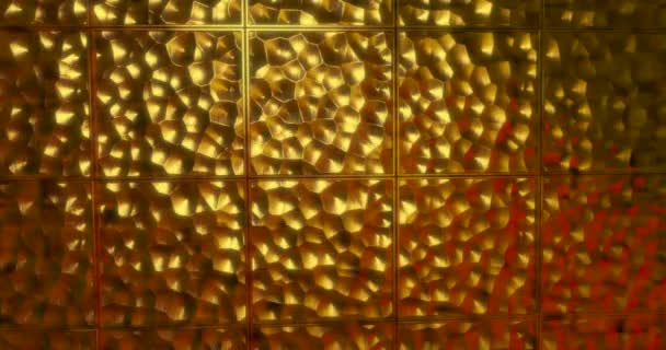 Abstract gouden 3D geometrisch patroon. Mozaïek metalen achtergrond voor evenement. 3D animatielijn 4k — Stockvideo