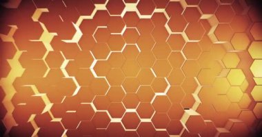 Soyut geometrik altın altıgen duvar dokusu. 4k 'lık dikişsiz döngü. 3d hazırlayıcı.