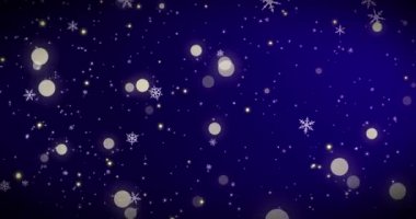 Altın konfeti ve Bokeh ışıkları mavi Mutlu Noeller arka planında ışık saçıyor. Sihirli mutlu yeni yıl dokusu. 3B resimleme