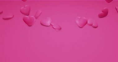 Romantik şirin düşen çokgen kalpler. Sevgililer Günü. Düğün geçmişi. 3B canlandırma 4k