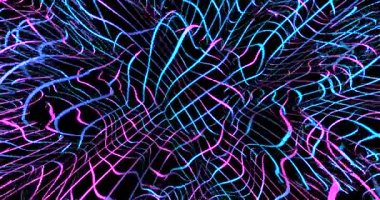 Flüoresan sıvı renklerde neon arka plan. Ultraviyole soyut mavi, mor, pembe renk. döngülenmiş animasyon 4k Sanal gerçeklik 3D tasarım