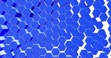 Soyut geometrik mavi altıgen duvar dokusu. 4k 'lık dikişsiz döngü. 3d hazırlayıcı.