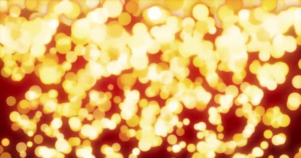 Sfondo astratto con oro incandescente animato e anello bokeh rosso, alfa — Video Stock