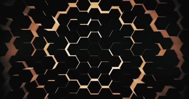 Textura Abstracta Geométrica Pared Hexagonal Negra Lazo Sin Costura Renderizar — Vídeos de Stock