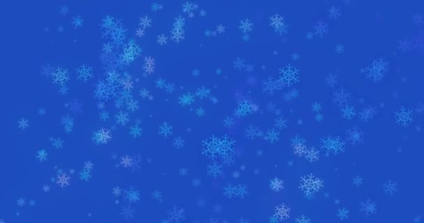Vánoční Pozadí Sněhové Vločky Padající Sníh Modrém Pozadí — Stock video
