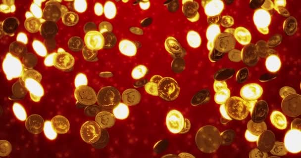 Vintage golden coins. Business and finance concept background. 3D rendering — Stock Video