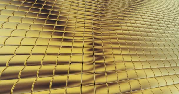 Golden Foil Tiles Texture Background Digital Surface Motion Graphic — Stock Video