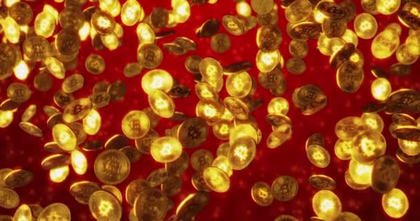 Концепция криптовалюты Виртуальной валюты - фон золотой монеты биткойна. 3D рендеринг — стоковое видео