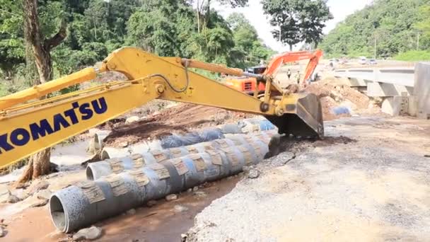 Chiang Rai Tailandia Agosto 2018 Rehabilitación Carreteras Después Las Inundaciones — Vídeos de Stock