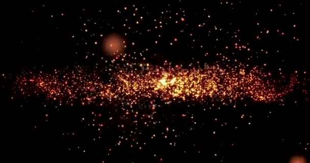 Golden confetti bokeh lampor på den svarta bakgrunden — Stockvideo