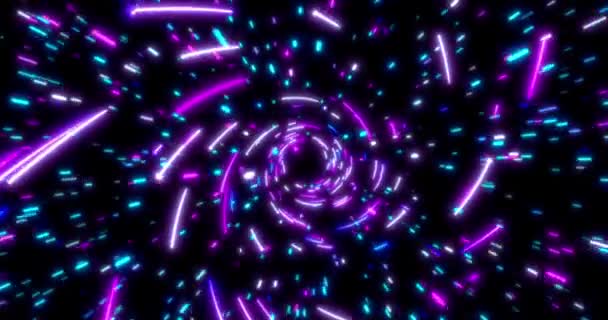 Leuchtende Neonröhren. Blaurote rosa und violette bunte Beleuchtung. Fluoreszierendes ultraviolettes Licht im Raum. Nahtlose Schleife 4k Hintergrund. — Stockvideo