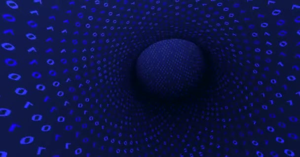 Бинарный Туннель Neon Digital Бесшовный Фон Сети Больших Данных Центра — стоковое видео