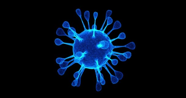 Коронавирусные Клетки Анимация Вируса Альфа Канала Вызывающего Респираторные Инфекции Микроскопом — стоковое видео