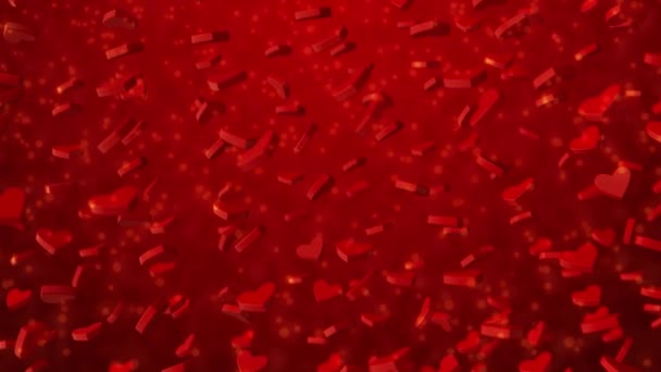 Corazones rojos 3 d textura. Fondo del día de San Valentín. Renderizado 3D — Vídeos de Stock