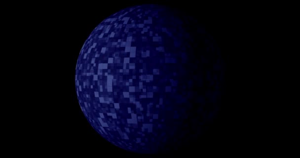 蓝色数字技术背景与自转行星地球 用于网络 大数据 数据中心 数字事件的无缝隙循环4K动画 — 图库视频影像