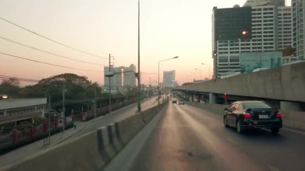 Bangkok Thailandia Gennaio 2020 Auto Stanno Piedi Guidano Lentamente Ingorgo — Video Stock