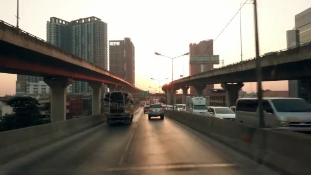 Bangkok Thailandia Gennaio 2020 Auto Stanno Piedi Guidano Lentamente Ingorgo — Video Stock