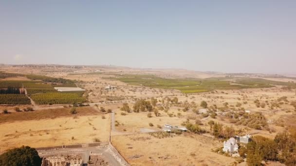 Полет Над Галилейским Морем Сельскохозяйственными Угодьями — стоковое видео