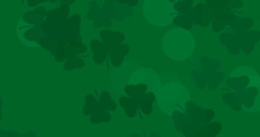 Yonca yaprağı desenli Patrick Day geçmişi. Şenlikli bar partisi için. 3D render, döngü 4k