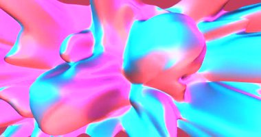 Flüoresan sıvı renklerde neon arka plan. Ultraviyole soyut mavi, mor, pembe renk. döngülenmiş animasyon 4k Sanal gerçeklik 3D tasarım